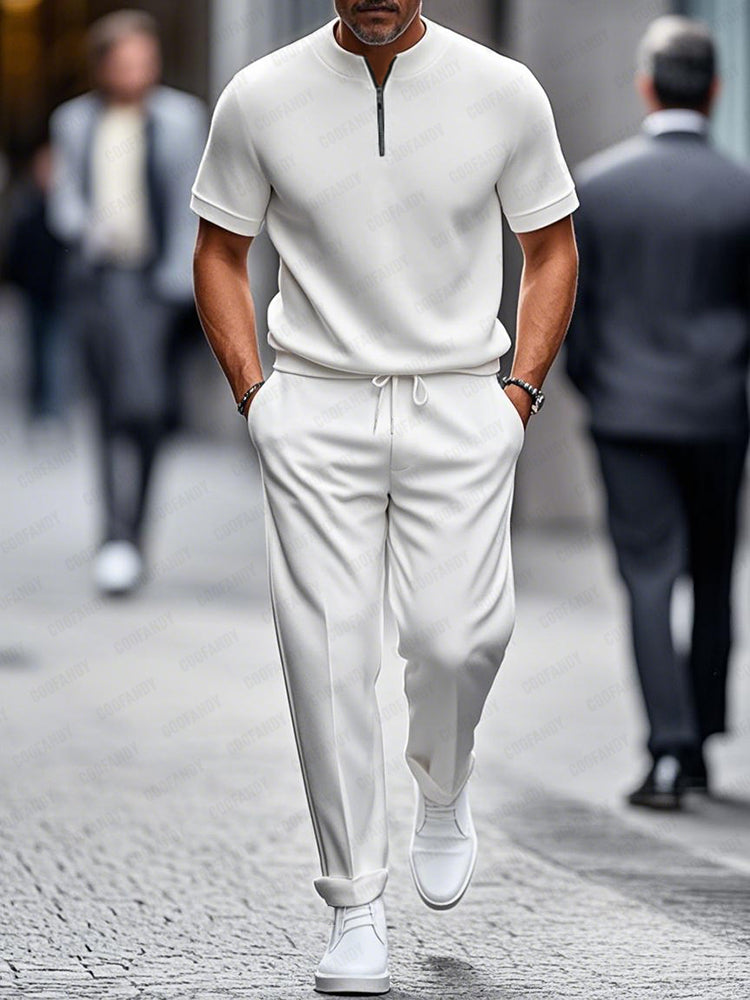 Simple Casual Solid 2-Piece Set