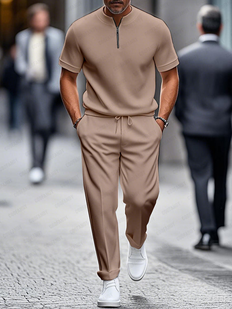 Simple Casual Solid 2-Piece Set