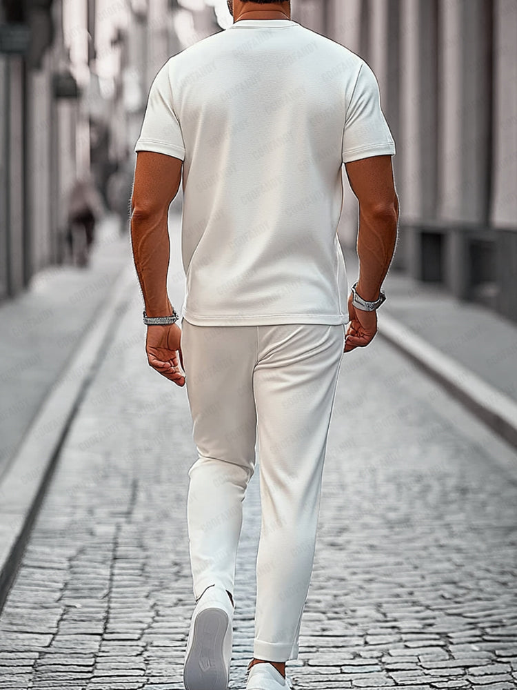 Simple Casual Solid 2-Piece Set
