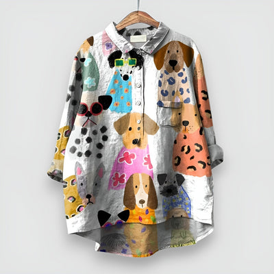 Kathrin | Chemise pour femme avec imprimé de chien.