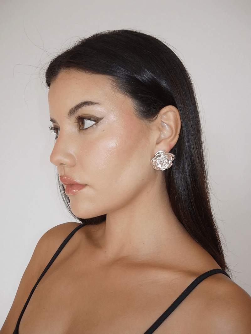 Boucles d'oreilles roses en or 14K et argent