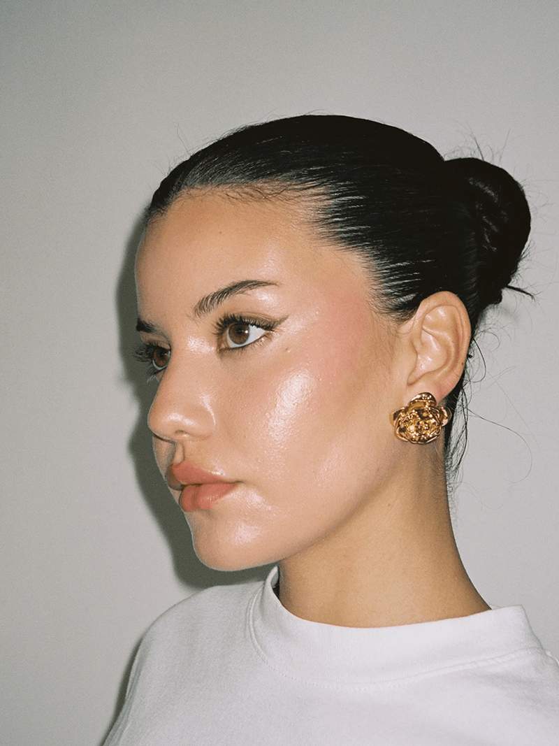 Boucles d'oreilles roses en or 14K et argent