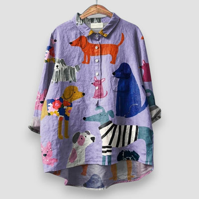 Kathrin | Chemise pour femme avec imprimé de chien.