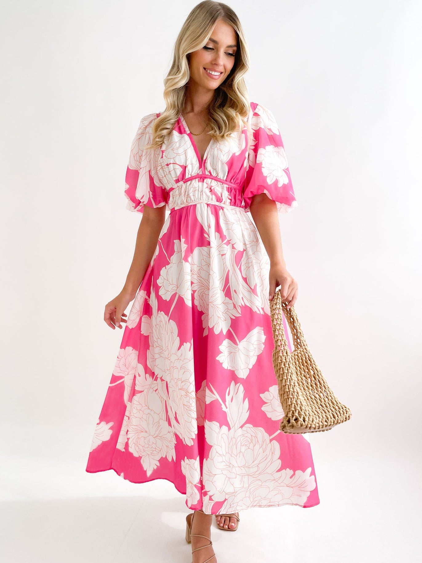 ROBE MAXI ROUGE ROSE