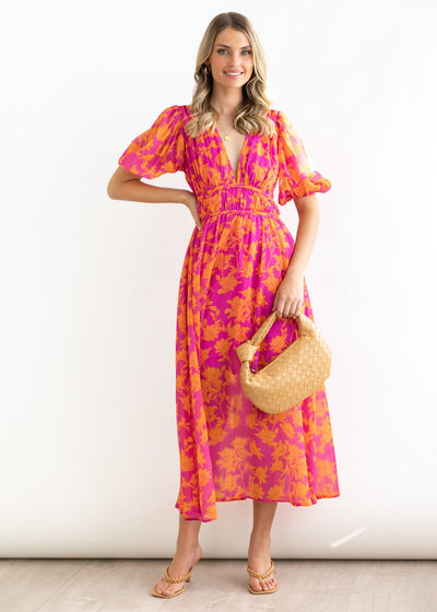 ROBE MAXI ROUGE ROSE