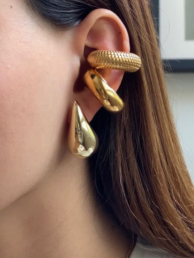 Boucles d'oreilles plissées en or 14K