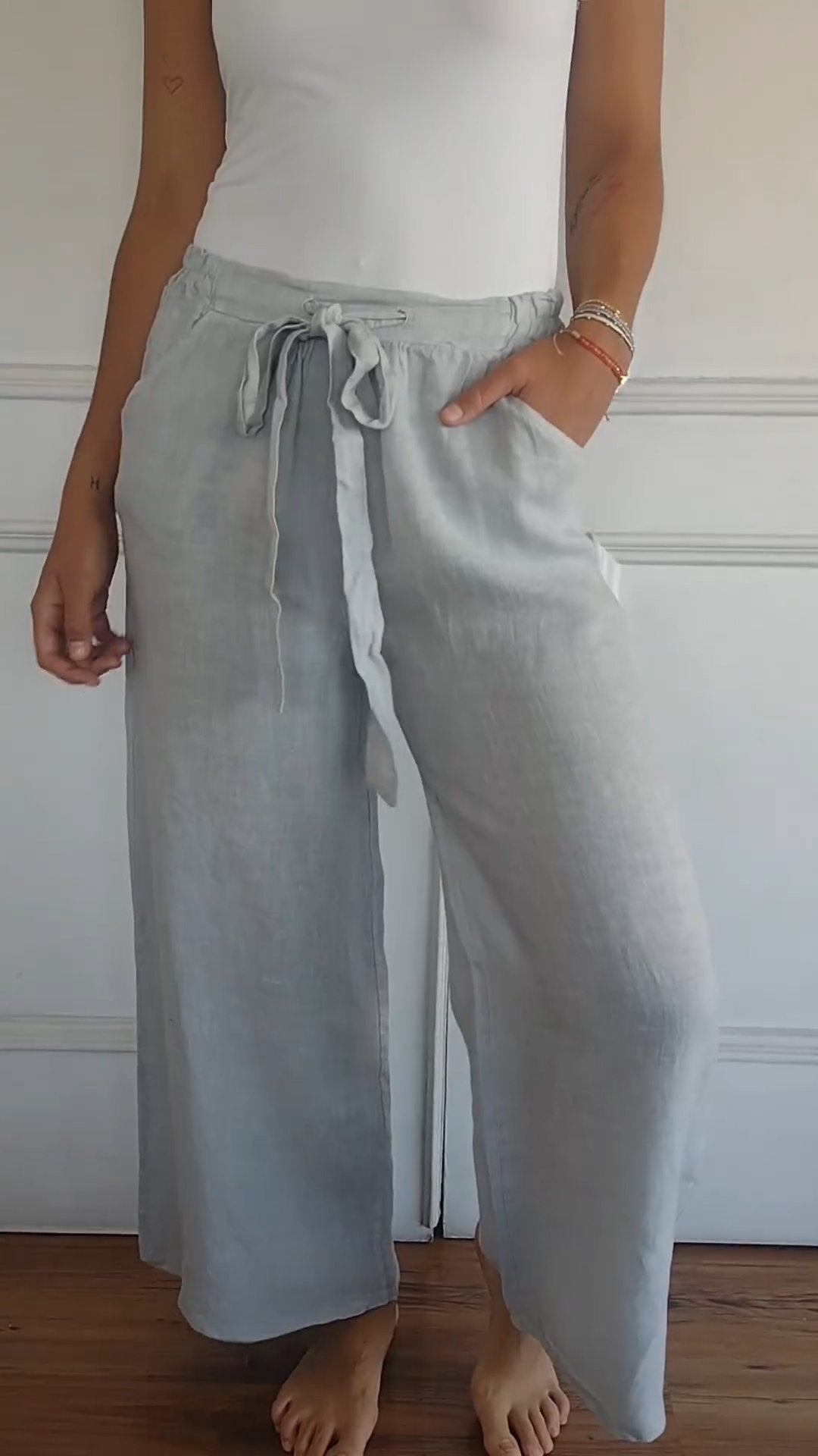 ARAI | Pantalon en coton et lin avec motif à bretelles