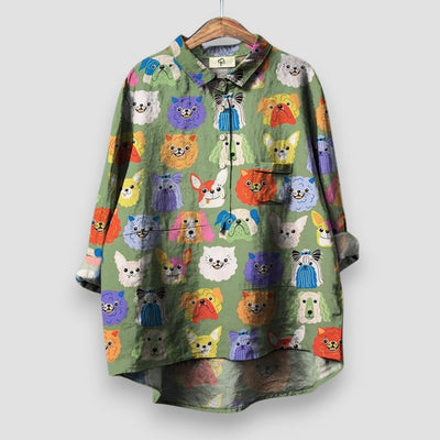 Kathrin | Chemise pour femme avec imprimé de chien.