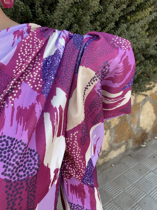 Yllana™ | Robe Midi Femme À Épaule Dénudée Violette