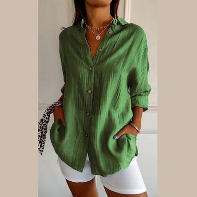 Chemise Classique Plissée Texturée à Revers