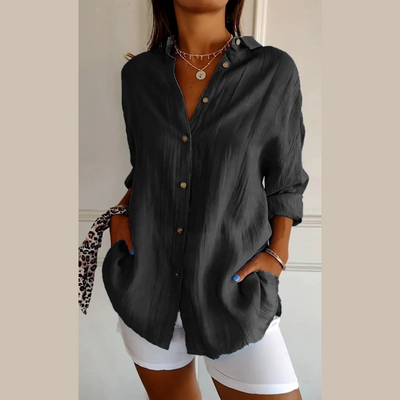 Chemise Classique Plissée Texturée à Revers